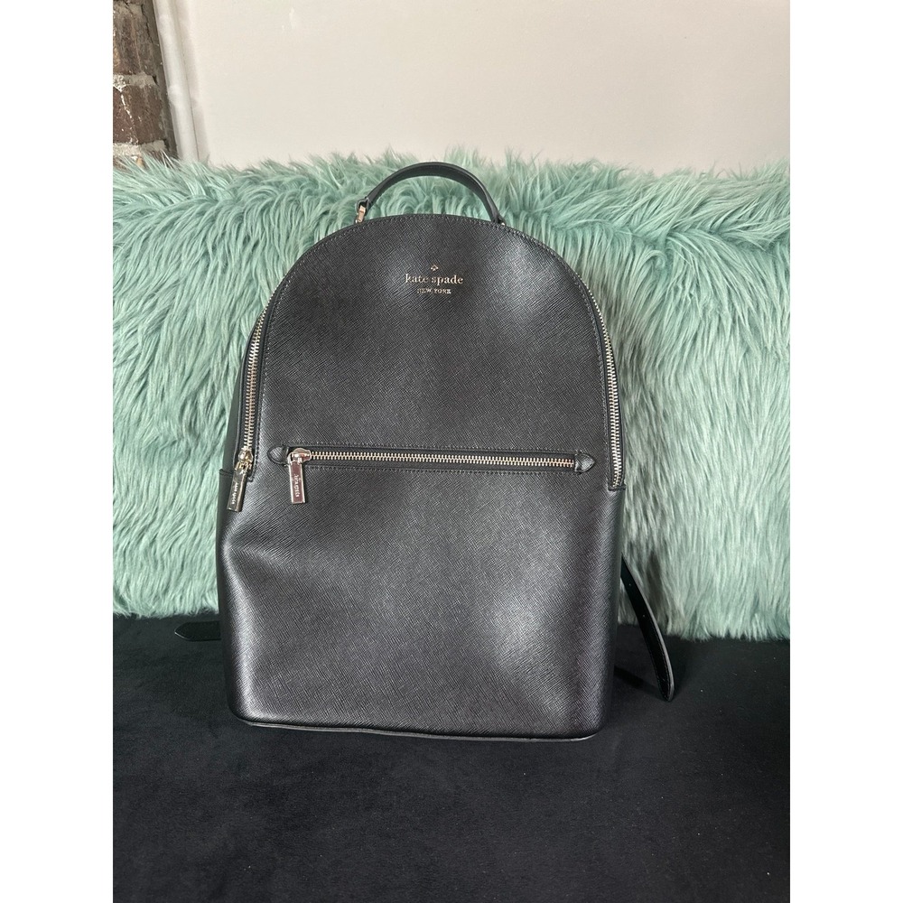 New Kate Spade New York Perry Large Backpack Black Gold Metal School Work
